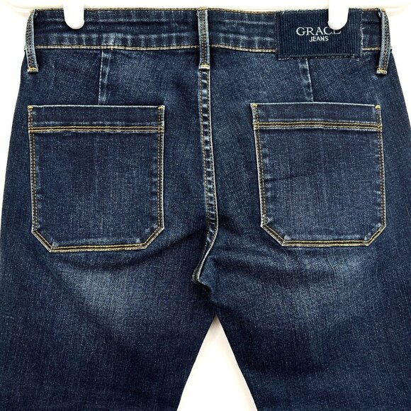 NWT GRACE Jeans Women's Frayed Hem Patch Pockets Denim Capris Size 26 (28x23) - Picture 4 of 12